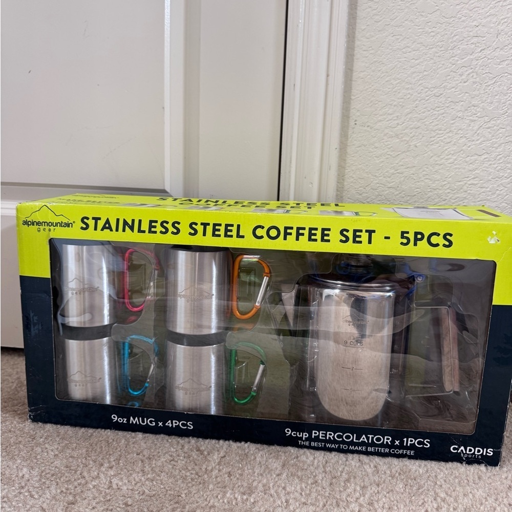 AlpineMountain Gear 5-piece Stainless Steel Coffee Set Stovetop Or Campfire